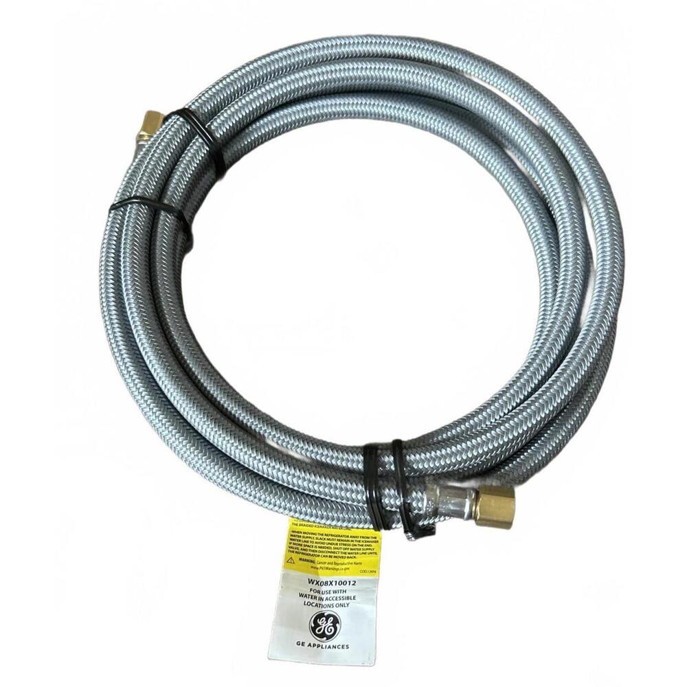 GE braided stainless steel dishwasher supply line (WX08X10012).